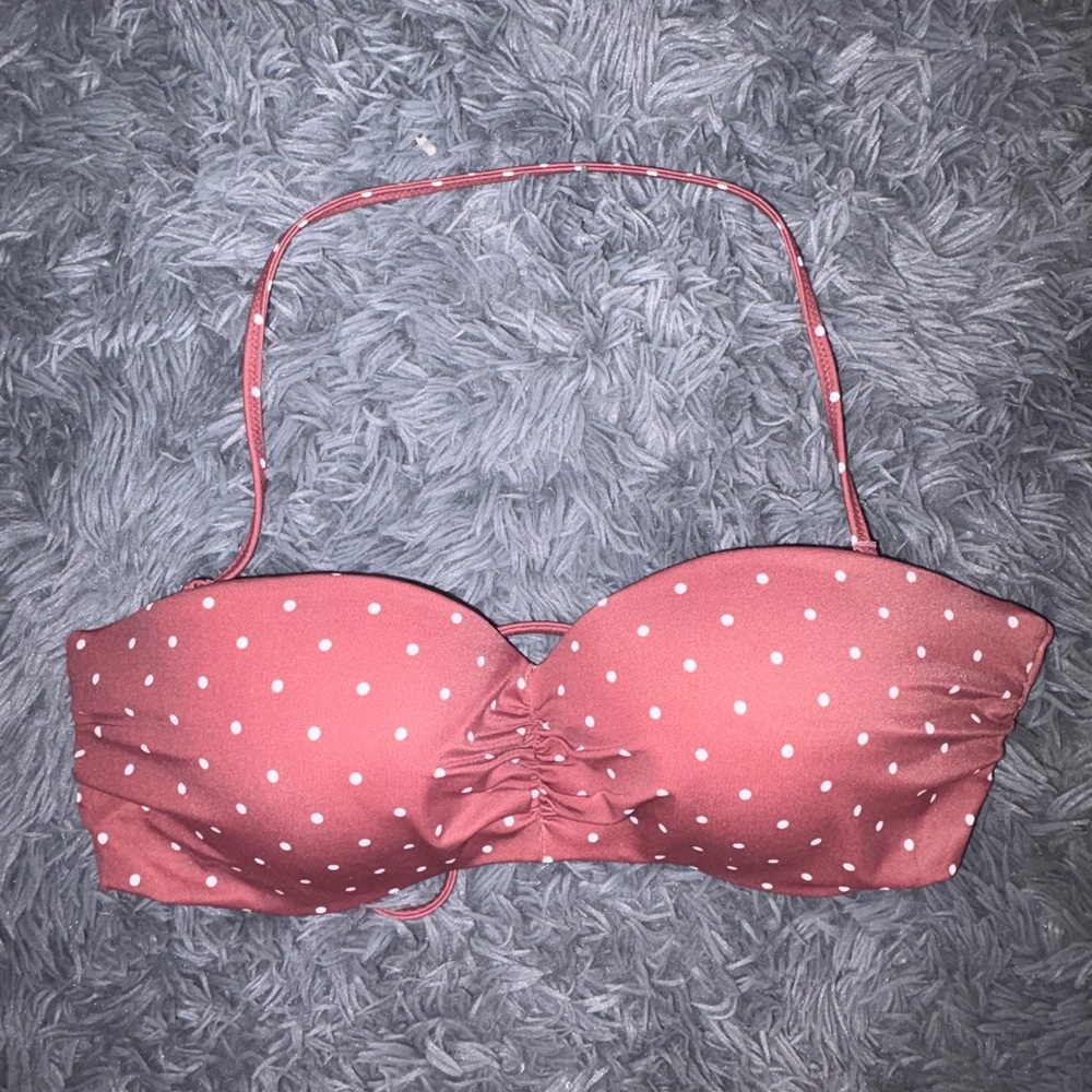Pink Polka Dot Bikini Top